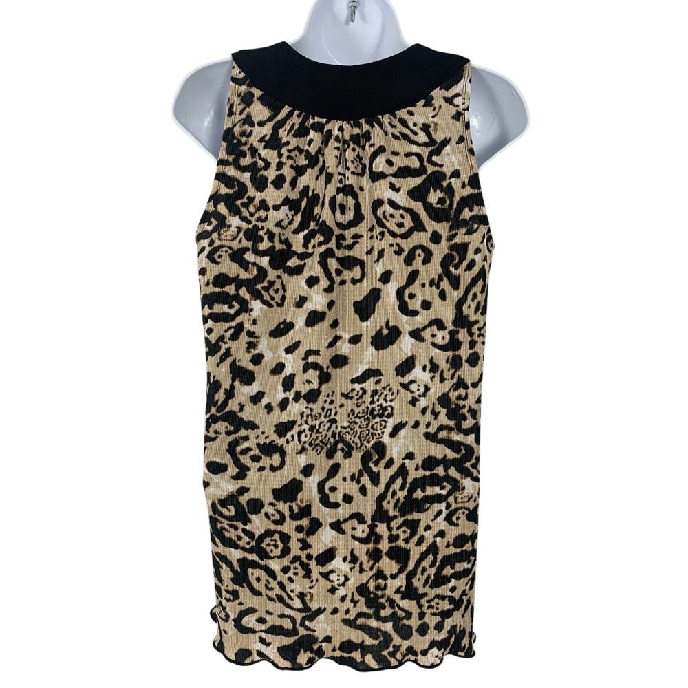 Notations Womens Animal Print Sleeveless Top With Beaded Neckline Size Medium - Picture 3 of 7